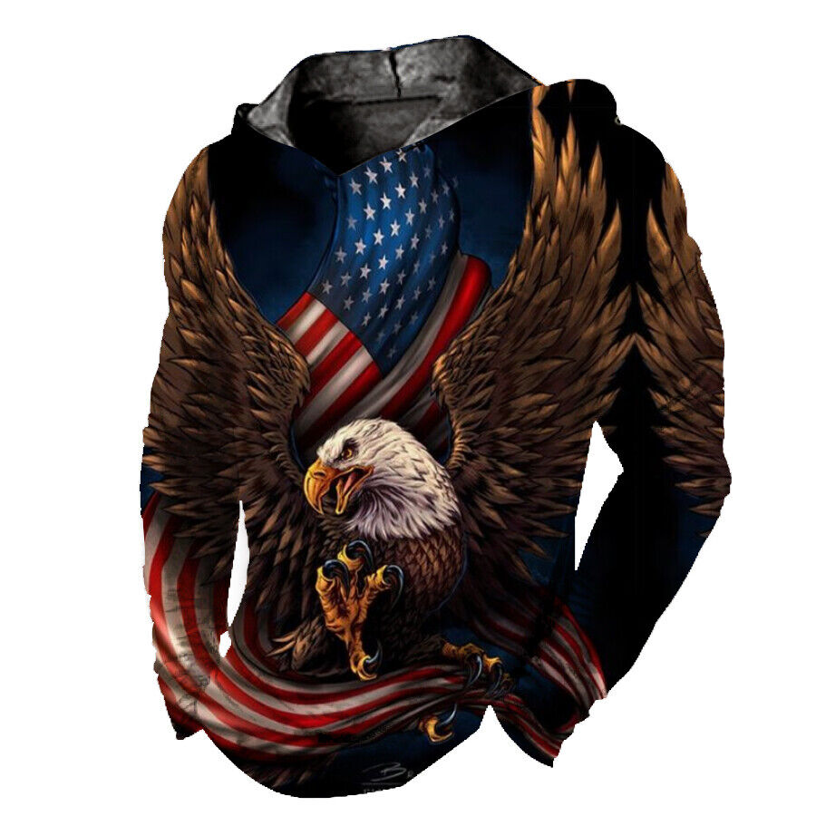 Sudadera Capucha Para Hombre Sudadera Con Capucha Águila USA Flag Suave  Ligero | eBay