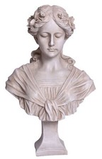 Busto stile Liberty shabby chic testa di ragazza corona di fiori figura da giardino busto da donna nuovo