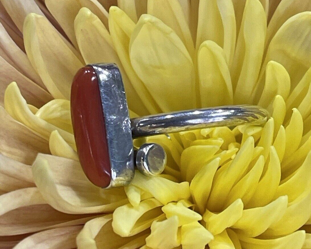 Stackable Ring Coral Stone Sz 6.75 - image 2