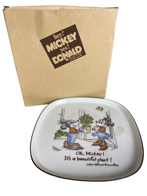 Disney Productions Hey! Mickey Yes! Donald Minnie Plant Sango China Plate Japan