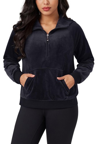 Womens Velour Hoodies Long Sleeve Fleece Pullover Casual Travel Work Sweatshirts - Picture 9 of 97