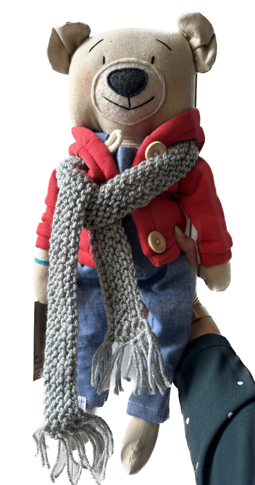 Poupée garçon artisanale en tissu naturel premier doudou de naissance