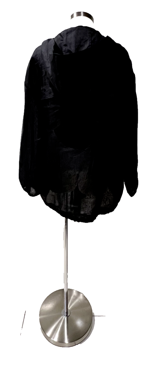 MONCLER Black Silk Organza Zip,Drawstring Hood Jacket 00/38 MONCLER Black Silk Organza Zip,Drawstring Hood Jacket 00/38