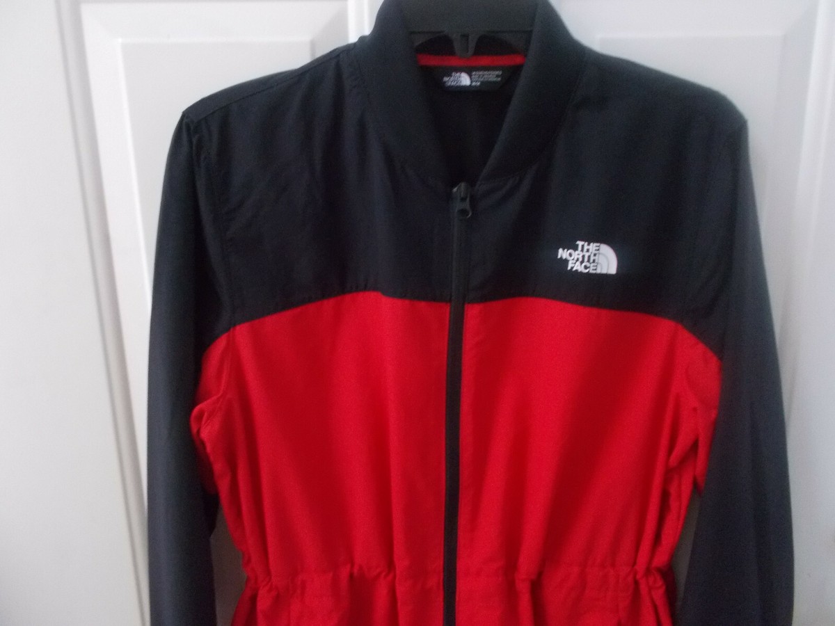 North Face Flybae Bomber Jacket Urban Explore Black Red Nylon sz M