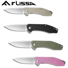 FLISSA Folding Tactical Knife Pocket Knife EDC Knife with G10 Handles Liner Lock