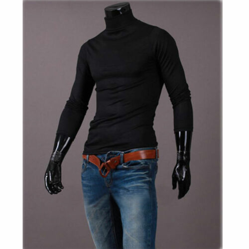 Hot Long Sleeve Thermal High Collar Turtle Neck Skivvy Men's Sweater Stretch Shi - Picture 4 of 19