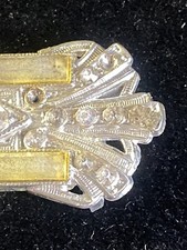 Vintage Art Deco Rhinestone 2 Piece Silver Tone Buckle Set Please Read