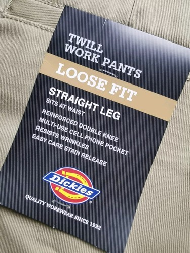 Pantalones DICKIES Para Hombres UK 30R Sarga Trabajo Calce Suelto Pierna Recta NUEVO Caqui Fácil Cuidado - Imagen 17 de 20