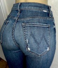  268 Mother Insider Crop Step Chew Kick Flare Jeans Dancing On Coals Blue-27 4