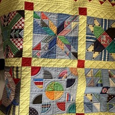 Vintage Patchwork Quilt Reversible Handcraft Bed Cover Blanket 179 211cm