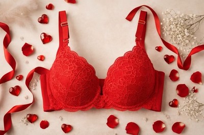 Red Lace Push Up Bra 36D Plunge Medium Lift NWT Sexy Lingerie