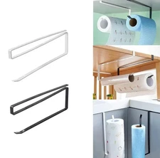 1pc Paper Roll Holder No-Drill Towel Rack Under Cabinet Kitchen Storage - NEW