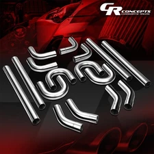 3.5 Inch OD 16Pcs Mild Steel DIY Custom Exhaust Pipe Tubing Straight Bend Kit