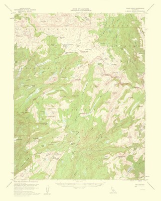 Topographical Map - Tower Peak California Quad - USGS 1956 - Vintage Wall Art