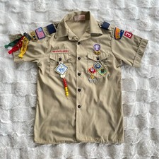 VintageUSA Boy Scouts Of America Official Youth Uniform Shirt Illinois Patches L