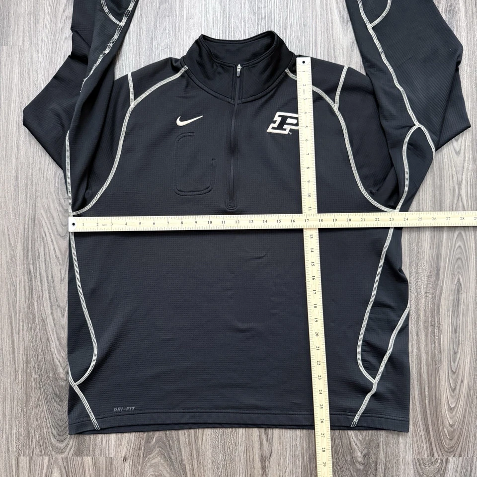 Purdue Boilermakers 夹克男式 XL 黑色耐克 Dri Fit 1/4 Quarter Zip NCAA — 第 4/4 张图片