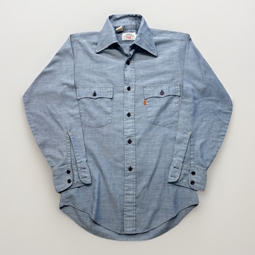 Vintage Levi’s Chambray Hemd Herren S 70er Western Wear Cowboy Orange Tab