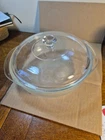 Vintage Pyrex Round Casserole 024 With Matching Lid 2 Quart Clear Glass Handles