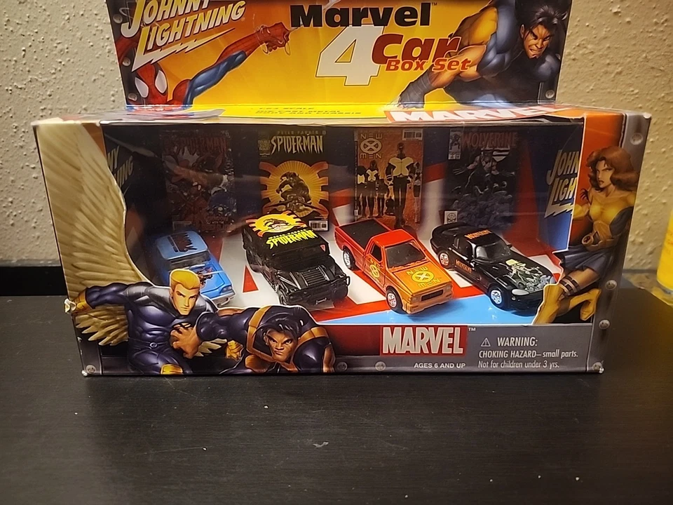 Johnny Lightning Marvel 4 Car Box Set Spider-Man Wolverine Die-Cast Metal 2002 - Image 3 of 4