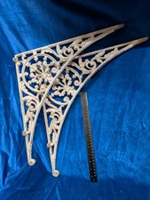 Ornate Pair Of Antique Reclaimed Salvage Aluminium Shelf Brackets 42cm X 42cm