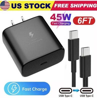 45W Super Fast Charger+6FT Cable Type USB-C For Samsung Galaxy S24 S23 S22 S21
