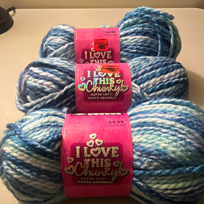 I Love This Yarn! I Love This Chunky! Oasis Beat variegated Blue White lot 