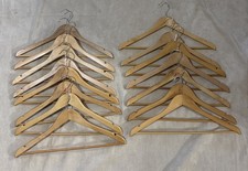 Set Of 15 Wooden Hangers Suits Coats Pants Tops Light Brown