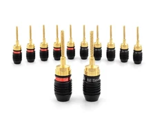 Deadbolt Flex Pin Banana Plugs for Spring Loaded Speaker Terminals, 6 Pairs G...