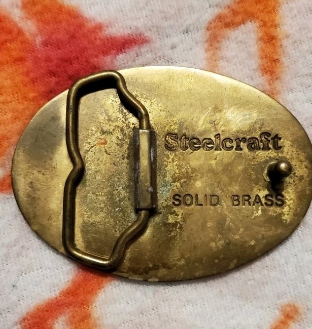 Antique / Vintage 1950s Original Steelcraft Brass Belt Buckle View 3