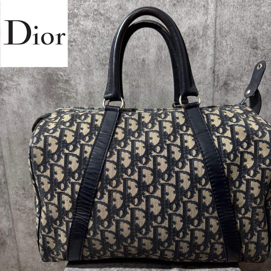 Dior Trotter Mini Boston Bag in Navy Pre-Owned Condition