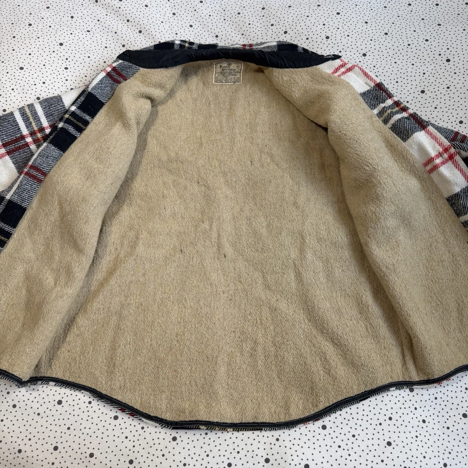 De colección Años 70 80 Moda Ropa Deportiva Chamarra Para Hombre M Rojo Cuadros Mezcla de Lana Ropa de Trabajo Foto 4 de 4