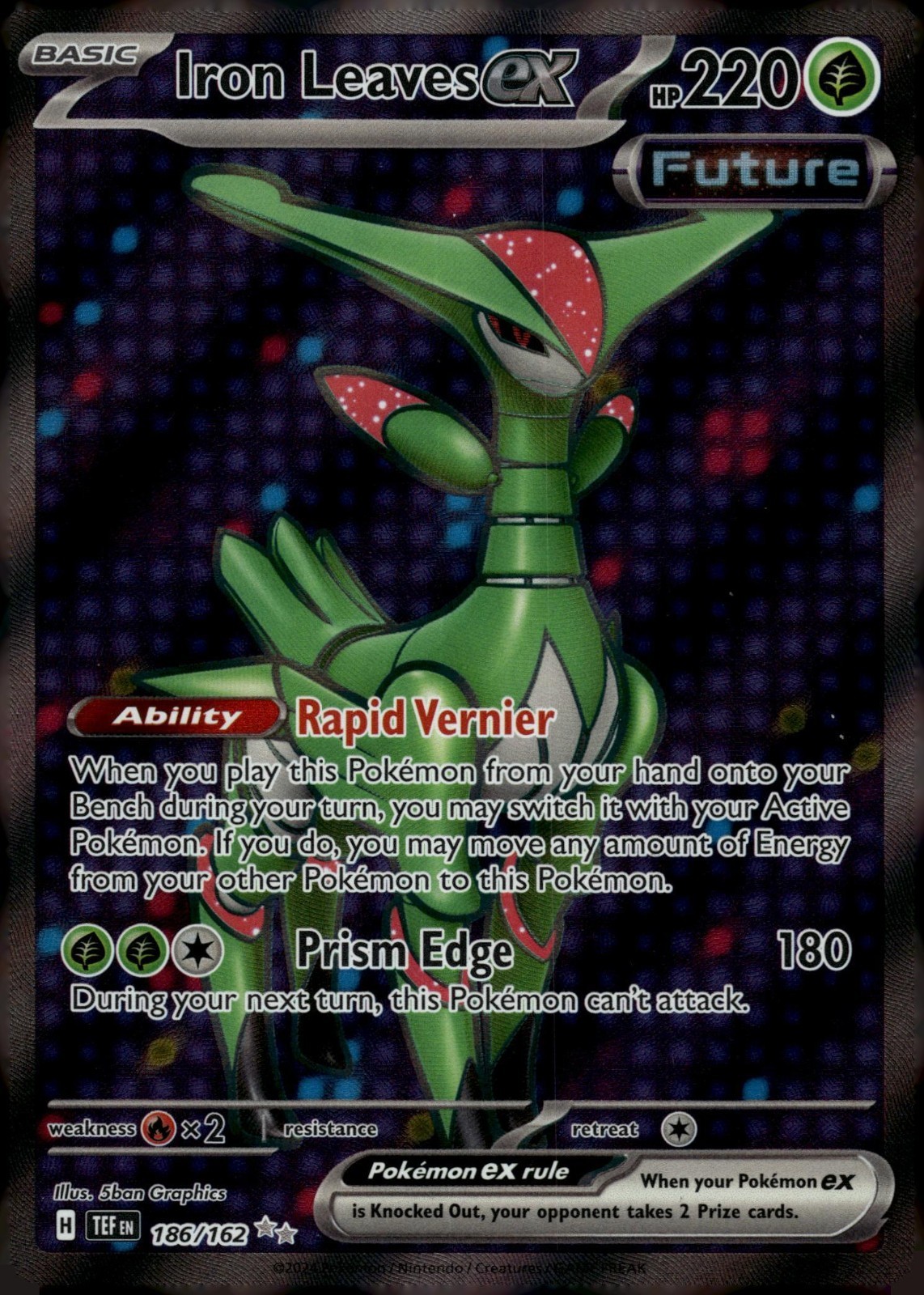 Iron Leaves ex - 186/162 - SV05: Temporal Forces Pokemon Card TCG Holo Foil NM