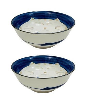 Set of 2 Japanese Porcelain Bowls, Large 7.5 Inch Ramen Udon Noodle Rice Soup...