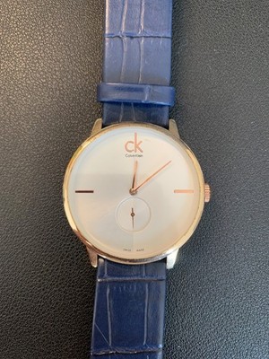 Mens Calvin Klein Blue Gold White 40mm Watch