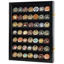 DisplayGifts Military Challenge Coin Display Case Poker Chip Display Cabinet ...