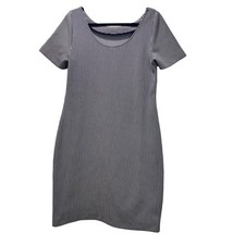 Banana Republic Sheath Dress Womens Navy Blue White Striped Short Sleeve Large