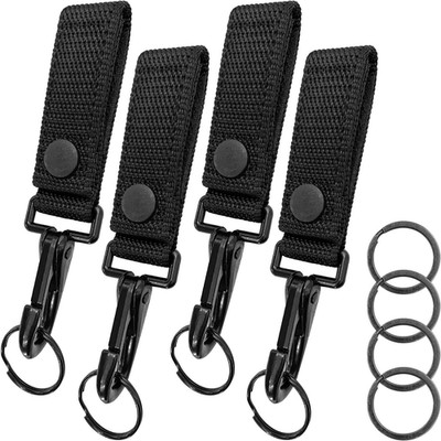 4 Pack Key Holder with Key Rings, Heavy Duty Belt Keeper Clip Key Holders, Polic