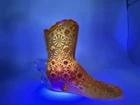 Vintage Fenton Daisy & Button Glass Victorian Boot - Orange/Amberina GLOWS!!!