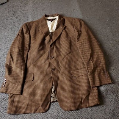 VINTAGE Tommy Hilfiger Macys Blazer Mens 42R No Size Tag Brown Suit Jacket
