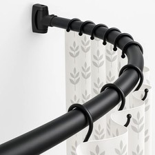 Shower Rail Black Curved Stainless Steel for Bathroom, Living Room, Balcony