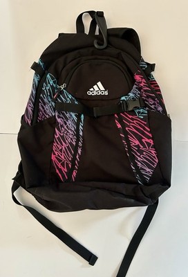 Adidas Softball Baseball Backpack Black Pink 3 Stripes Logo Canvas Fence Hook