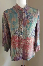 Citron Santa Monica 100% Silk Tunic Blouse EUC Size M
