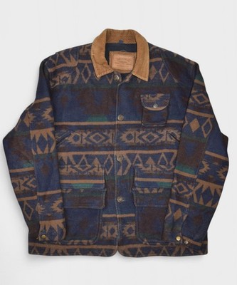 New River Co Jacket Mens Medium Wool Aztec Western Chore Barn Coat J Riggings