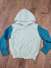 Vintage 1970s 1980s Snap Button Hoodie Blue Jacket Youth Boys Sweatshirt XS