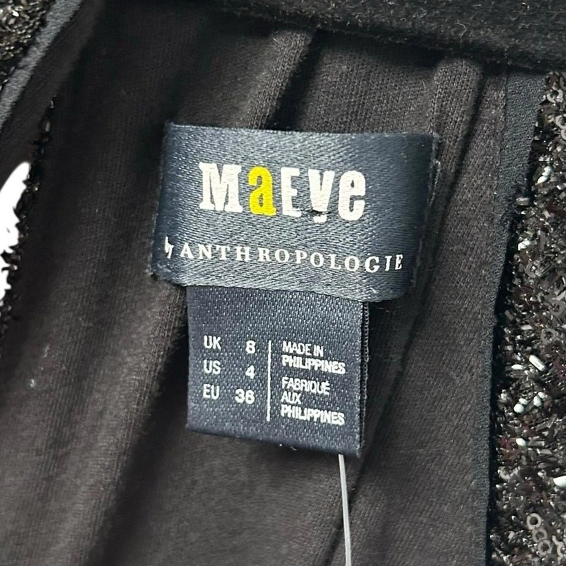 Macacão feminino novo com etiquetas Maeve by Anthropologie preto lantejoulas discoteca sem mangas 4 - Imagem 4 de 4