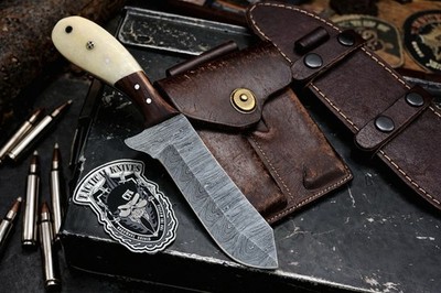 Custom Handmade Damascus Steel Hunting Balde Bull Cutter Knives