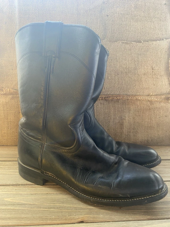 Botas occidentales Justin de cuero negras para mujer talla 7,5 preppy grunge góticas Foto 2 de 4