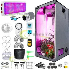 Complete Grow Tent Set Full Spectrum Grow Light Air Filter Kit Timer Thermostat
