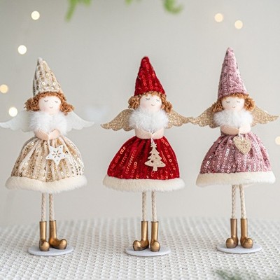 Roter stehender Plüsch Engel Puppe Ornament für Weihnachten für Baum und Rega