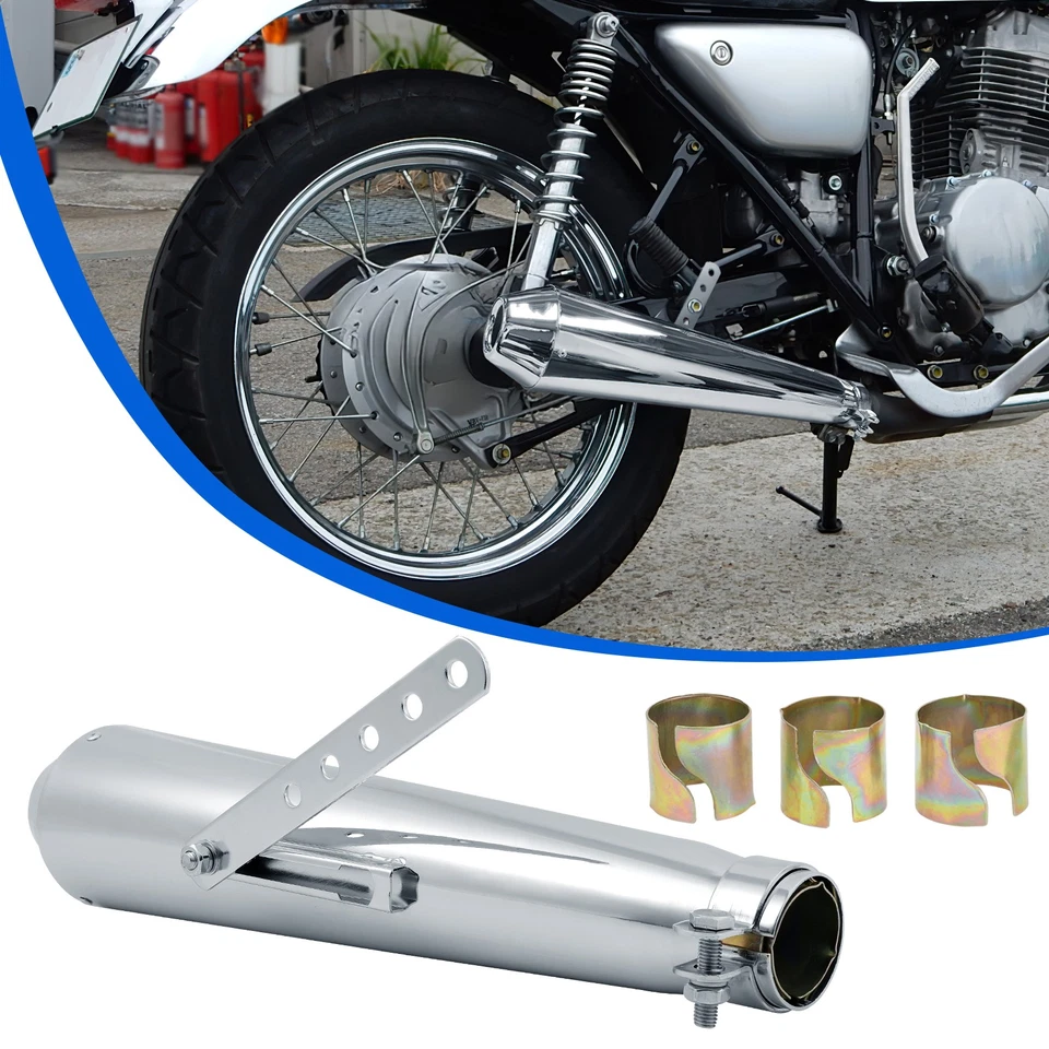 Tubo silenciador de escape plateado para motocicleta entrada de 1,5"-2" para Honda Nighthawk 250 Foto 4 de 4